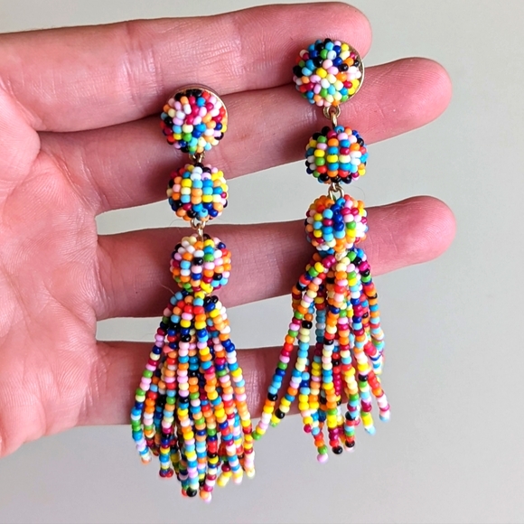 Jewelry - Rainbow confetti tassel earrings